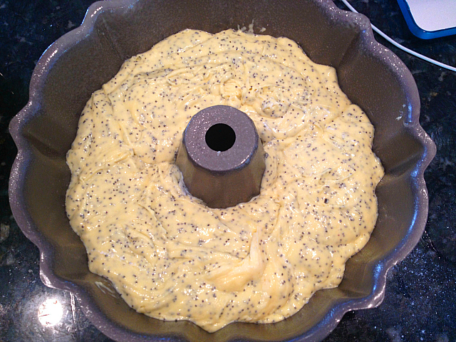 Lemon Poppyseed Cake - in pan